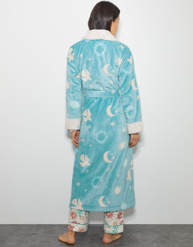 Birdie Star Print Dressing Gown, Teal (TEAL), large