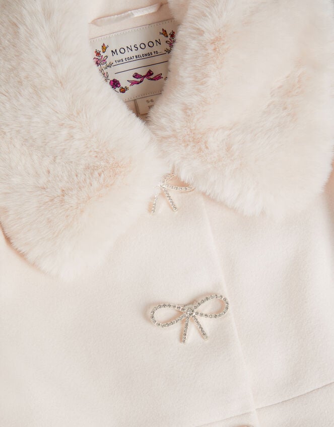 Isabella Faux Fur Collar Coat, Ivory (IVORY), large