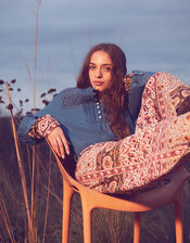 Denim Embroidered Shirt, Blue (DENIM BLUE), large