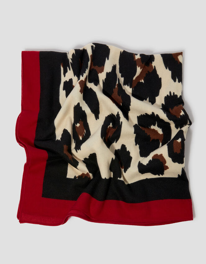 Leopard Print Border Scarf, , large