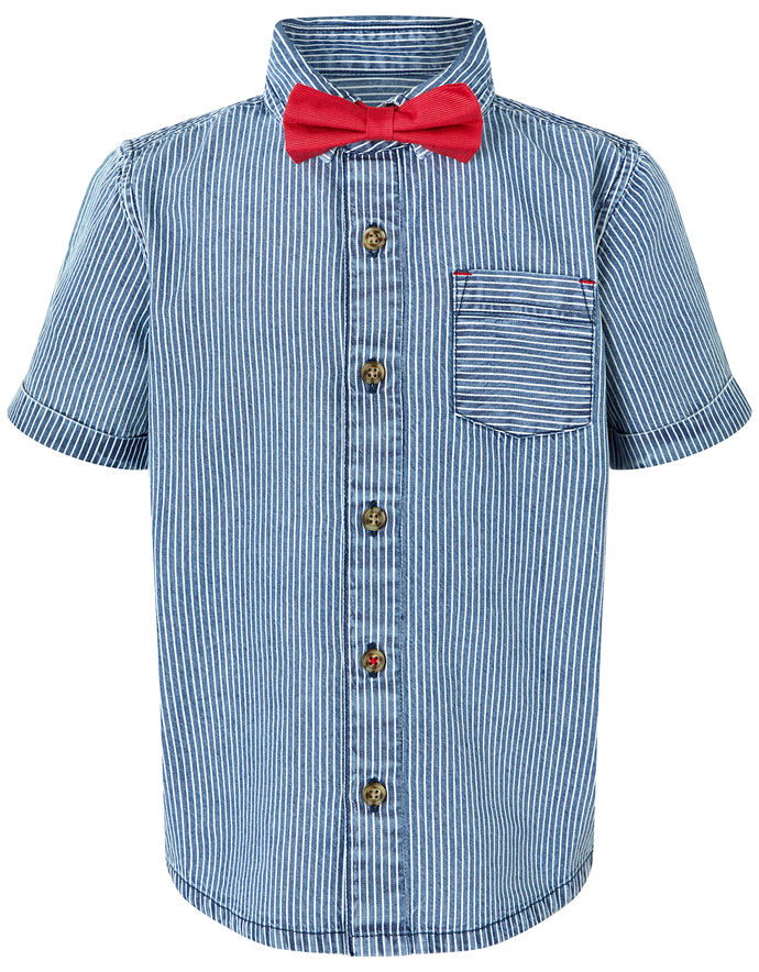 Striped Shirt and Bow Tie Set Blue Boys' Tops & Tshirts Monsoon UK.