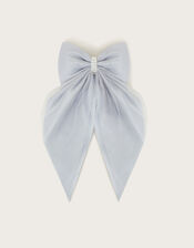 Long Satin Tulle Bow Hair Clip, , large