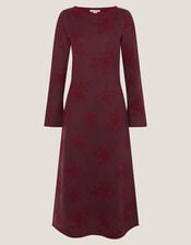 Fianna Floral Knit Midi Dress, Red (CHERRY), large
