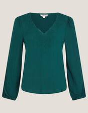 Fey Embroidered Lace Blouse, Teal (TEAL), large