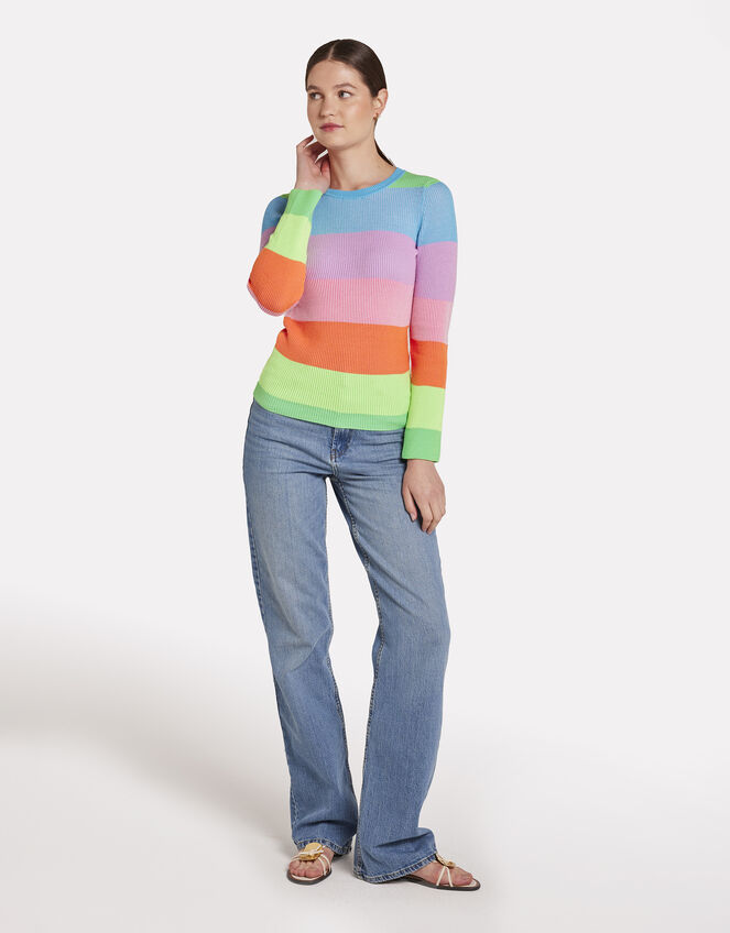 Wispr Stripe Crew Neck Jumper, Multi (MULTI), large