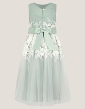 Felicity Floral Embroidered Mesh Dress, Green (SAGE), large