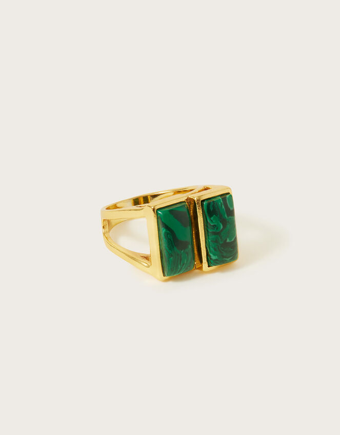 Emerald Stone Chunky Ring, Gold (GOLD), large