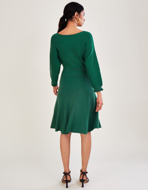 Short Pleat Cuff Dress with LENZING™ ECOVERO™, Green (GREEN), large