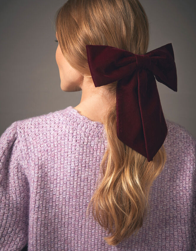 Velvet Bow Hair Clip, , large