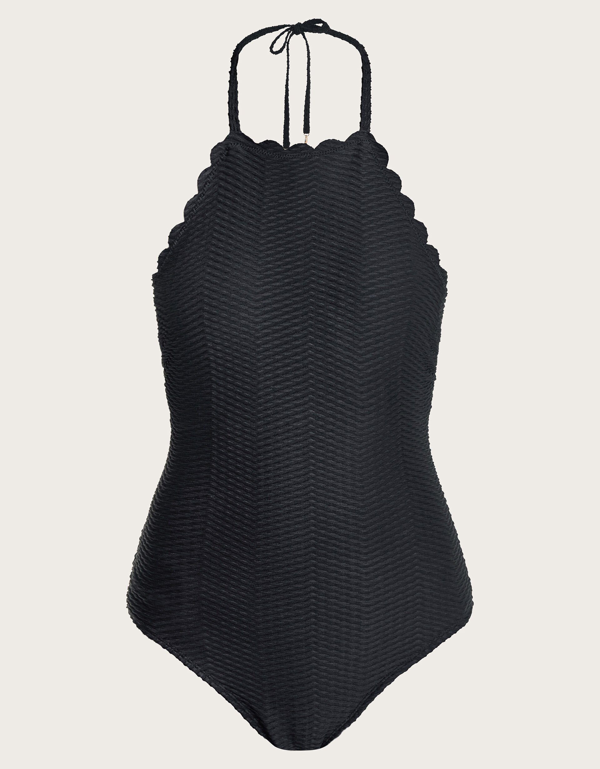 Una Scallop Swimsuit Black