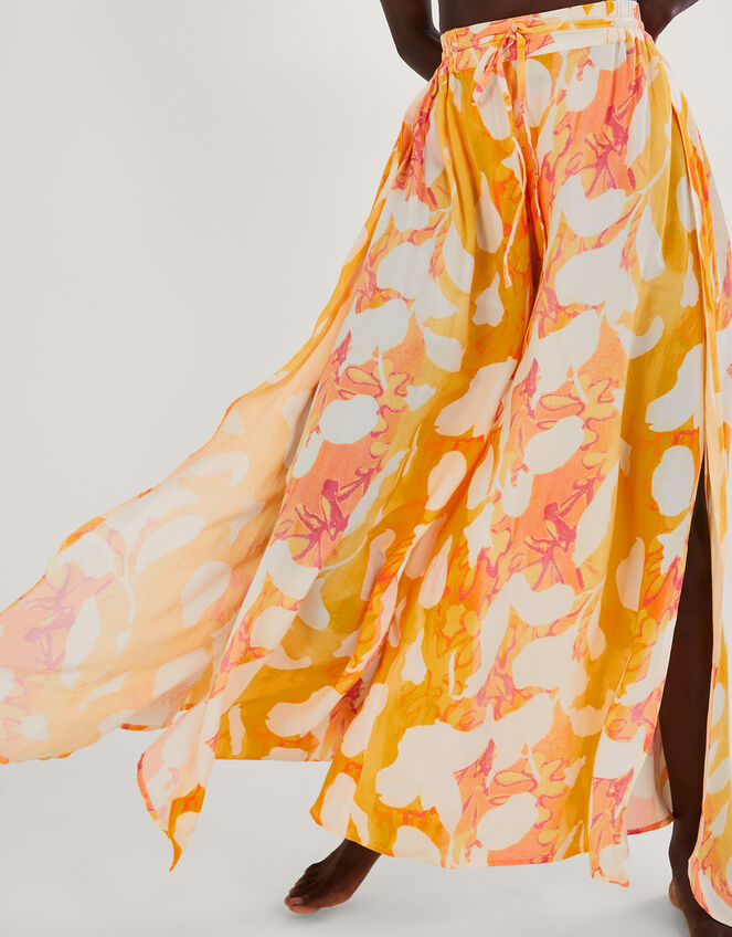 Abstract Print Side Split Trousers, Orange (ORANGE), large