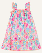 Fluorescent Flower Pom-Pom Dress , Pink (PINK), large