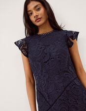 Gina Floral Lace Midi Dress, Blue (NAVY), large