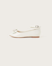 Tilla Loveheart Patent Ballerina Flats, Ivory (IVORY), large