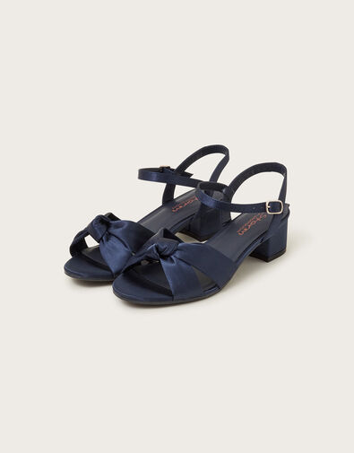 Satin Twist Heeled Sandals, Blue (NAVY), large