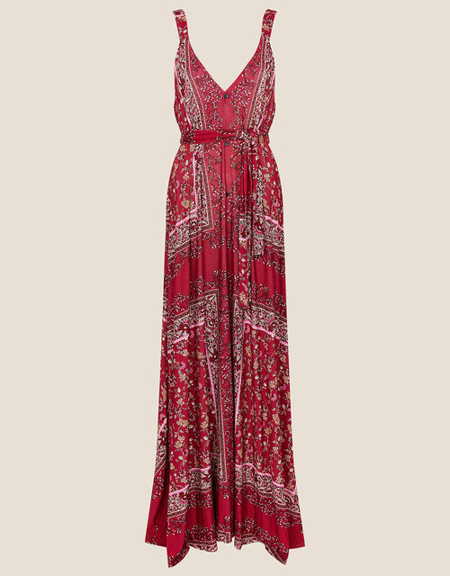 Scarf Print Jersey Maxi Dress Red Casual & Day Dresses Monsoon UK.