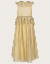 Land of Wonder Alexandra Mesh Ruffle Dress, Gold (GOLD), large