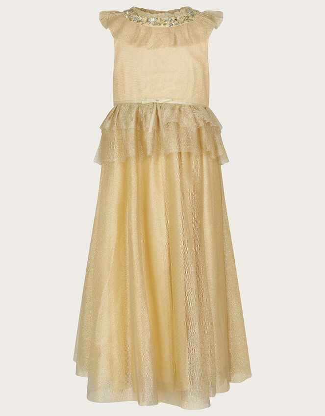 Land of Wonder Alexandra Mesh Ruffle Dress, Gold (GOLD), large