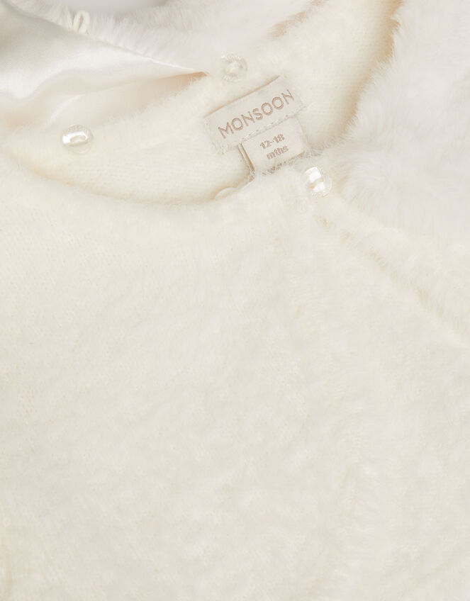 Baby Detachable Collar Fuzzy Cardigan, Ivory (IVORY), large