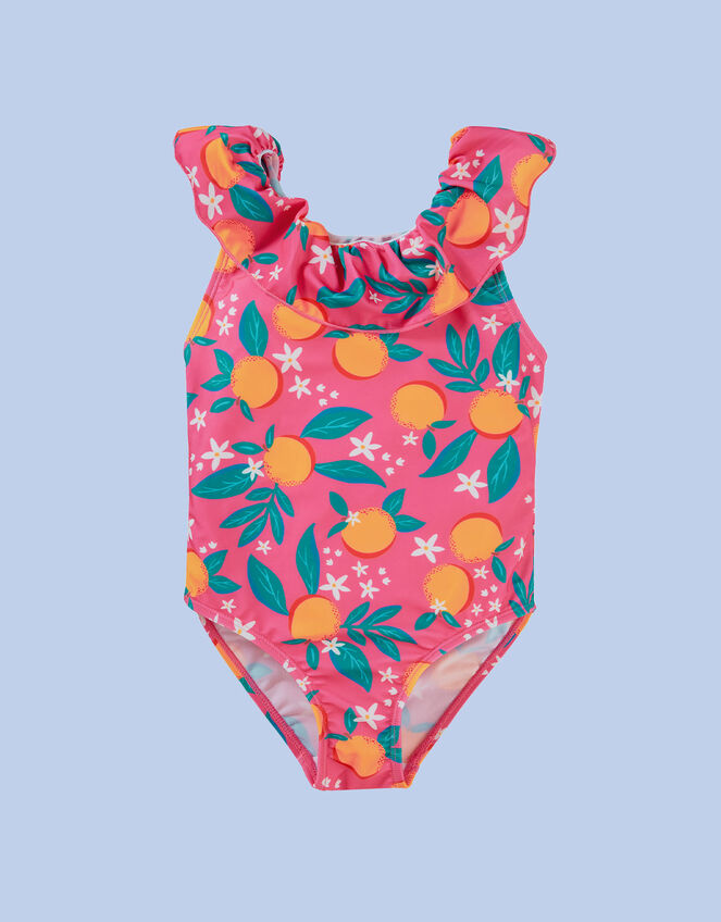 Frugi Orange Print Swimsuit, Multi (MULTI), large