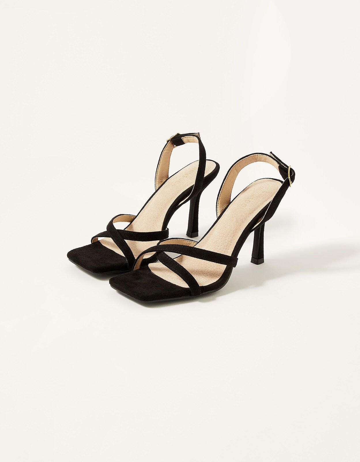 Roseta Black Patent Stiletto Heel Sandal