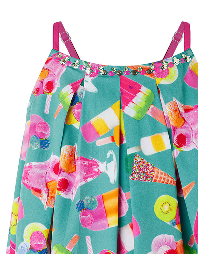 Erica Ice Lolly Satin Dress in Recycled Polyester, Green (GREEN), large