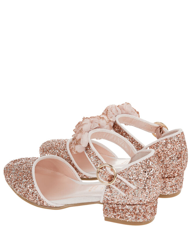Abeline Glitter Corsage Two-Part Shoes, Gold (ROSE GOLD), large