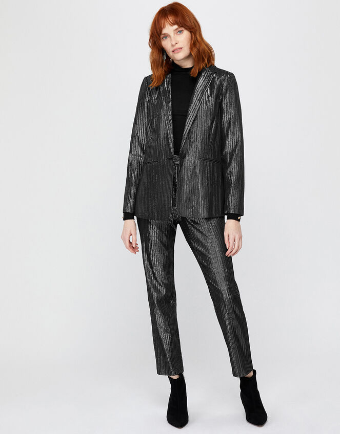 Mizzy Metallic Oversized Blazer, Silver (SILVER), large