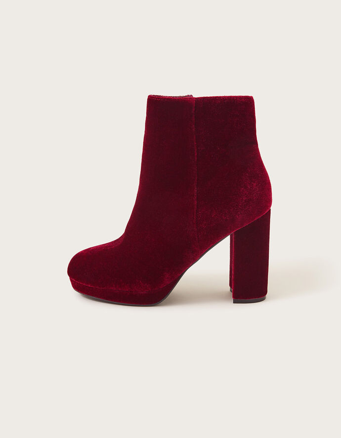 Velvet Platform Boots Red | Women's Shoes | Monsoon UK.