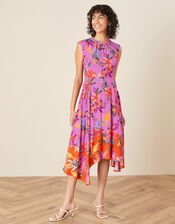 Trixie Printed Hanky Hem Dress, Purple (PURPLE), large