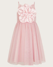 Annabelle Flower Bodice Tulle Dress, Pink (PINK), large