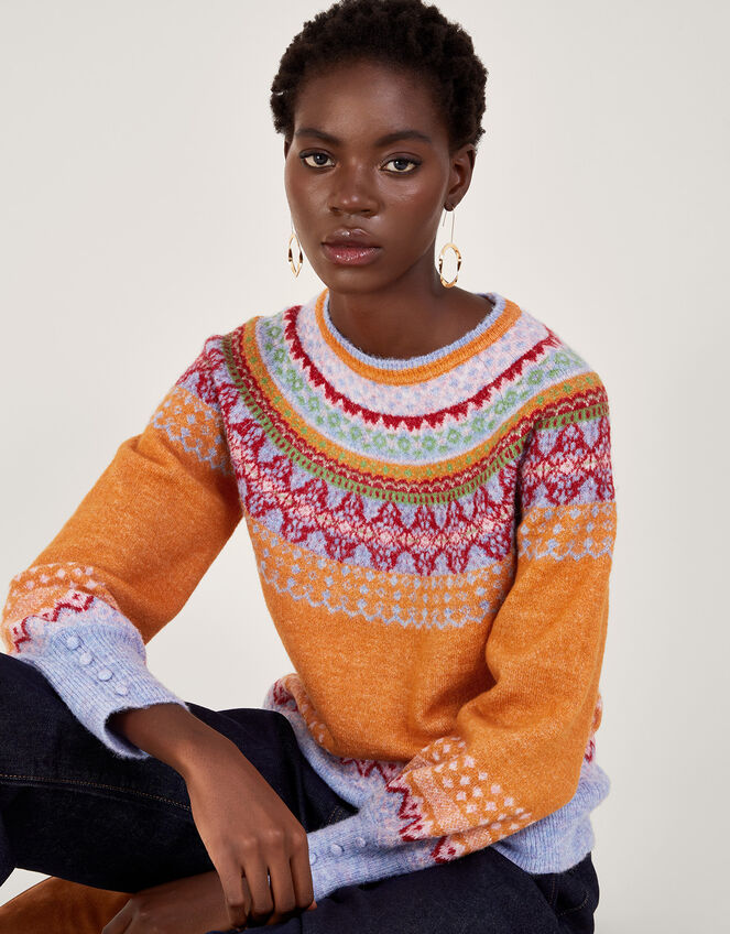 Fair Isle Jumper , Orange (ORANGE), large