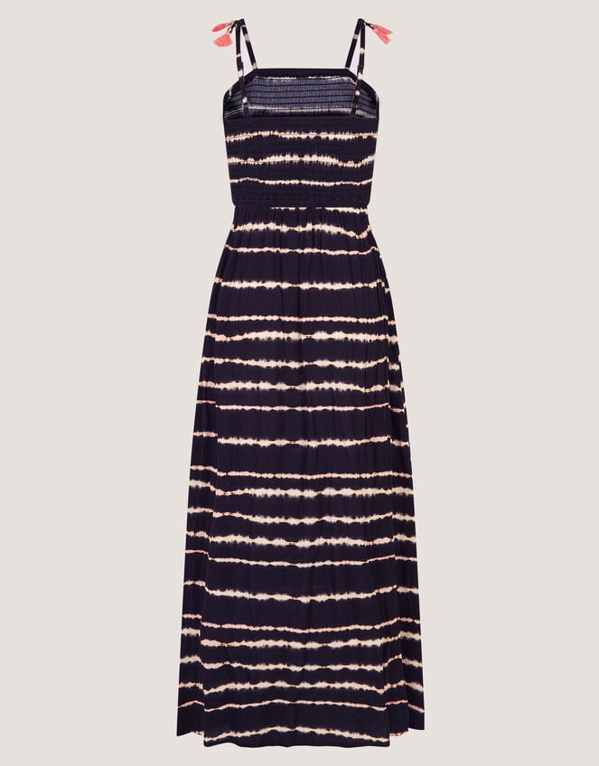 Tie-Dye Smocked Maxi Dress, Black (BLACK), large
