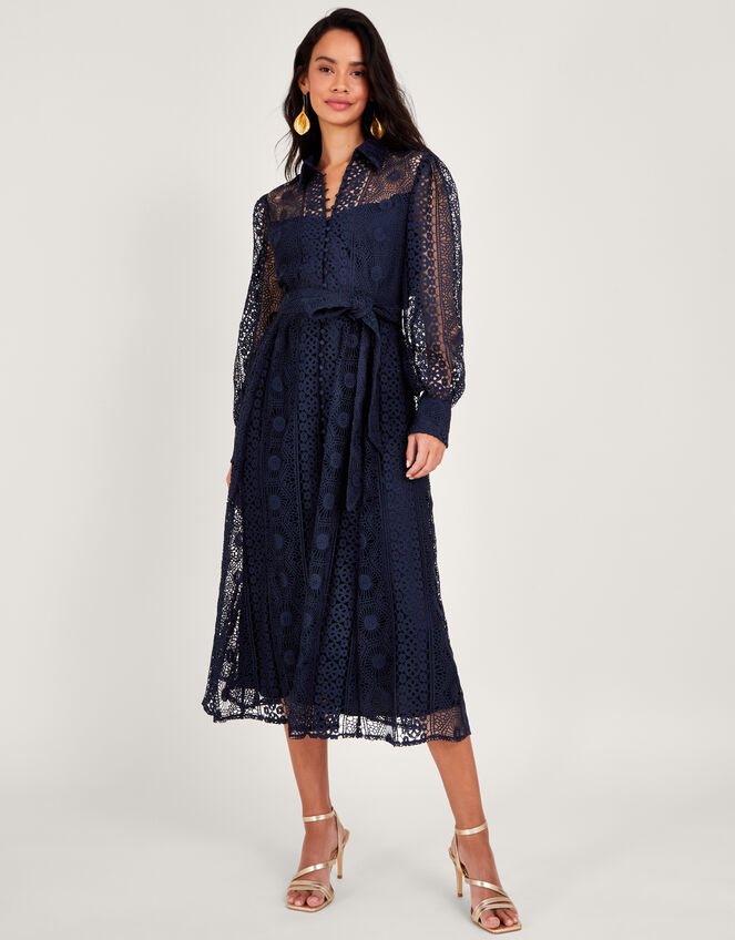 Gabriella Lace Shirt Dress Blue Evening Dresses Monsoon UK. — free download