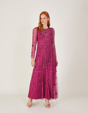 Rori Geometric Embellished Maxi Dress, Red (RED), large