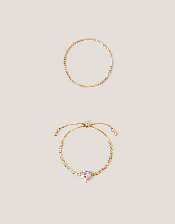2-Pack Diamanté Heart Bracelets, , large