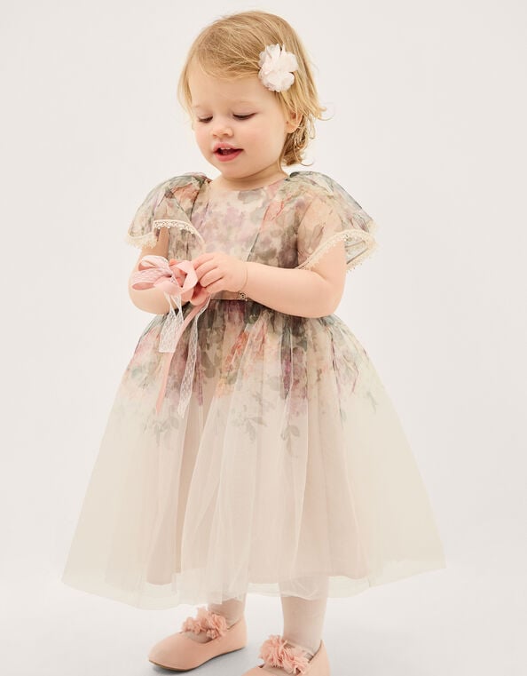 Baby Vintage Flower Tulle Party Dress, Multi (MULTI), large