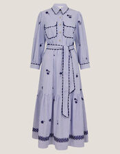 Amelia Embroidered Shirt Maxi Dress, Blue (NAVY), large