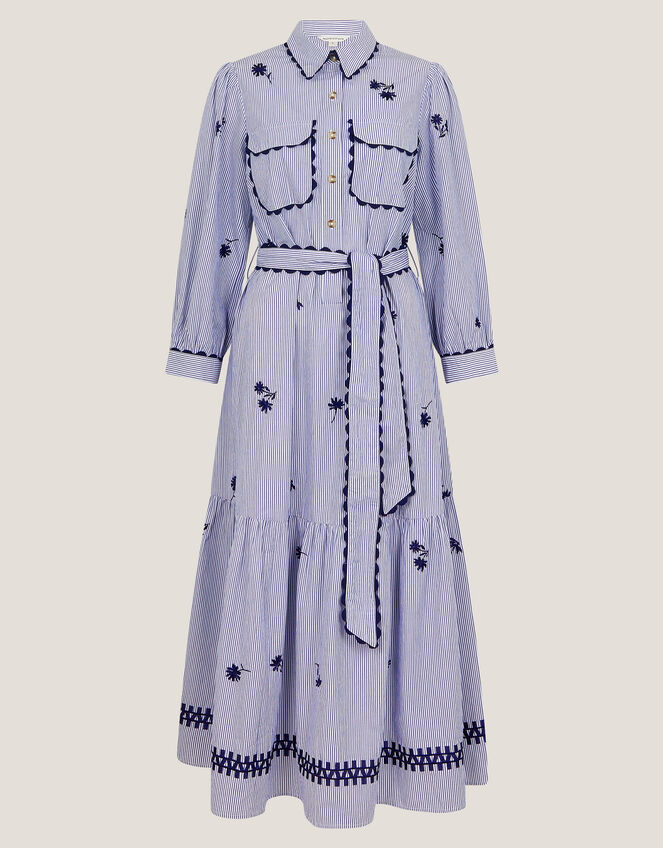 Amelia Embroidered Shirt Maxi Dress, Blue (NAVY), large