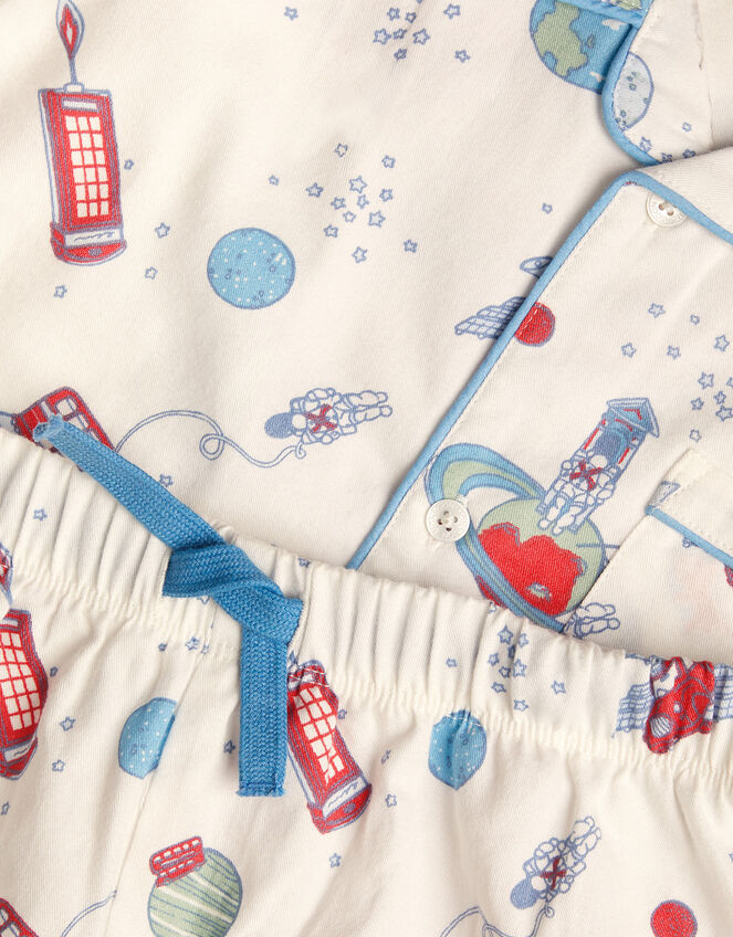 London Space Print Short Pyjamas Set, White (WHITE), large