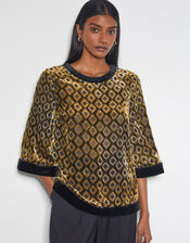 Jade Devoré Velvet Top, Brown (CHOCOLATE), large