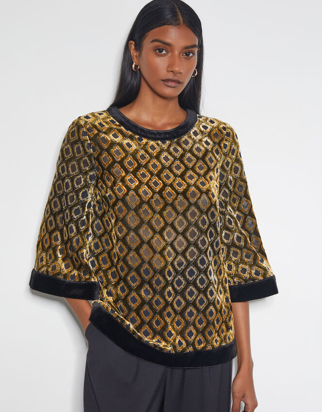 Jade Devoré Velvet Top, Brown (CHOCOLATE), large
