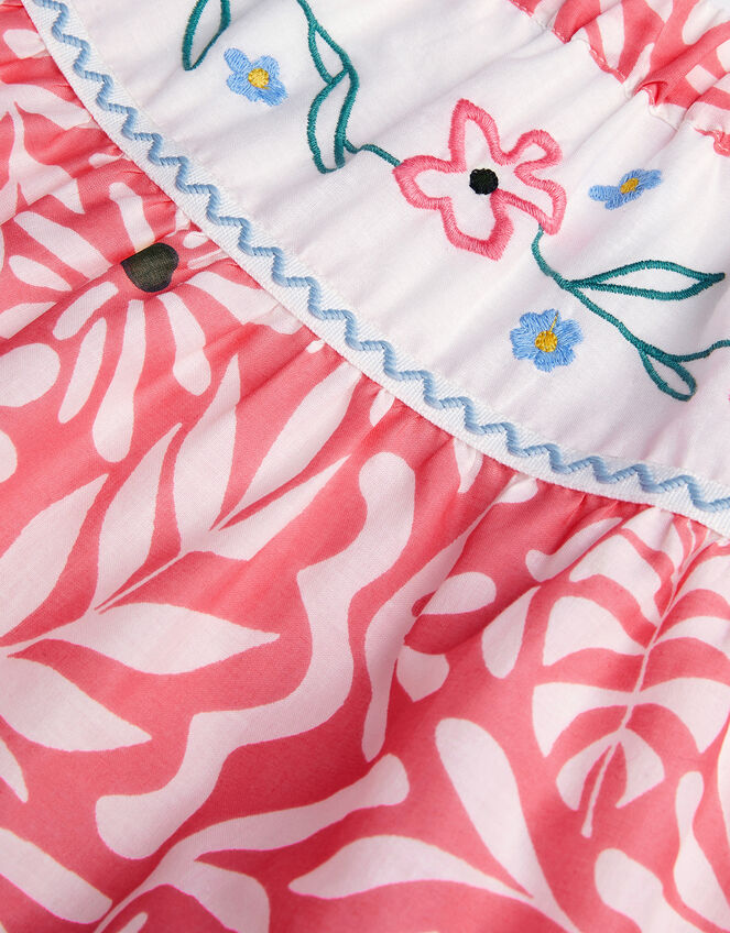 Floral Print Tiered Skirt, Orange (CORAL), large