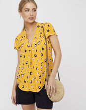 Lauren Leopard Print Blouse, Yellow (YELLOW), large