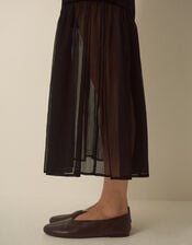 Vixie Flutter Sleeve Velvet Chiffon Midi Dress, Black (BLACK), large