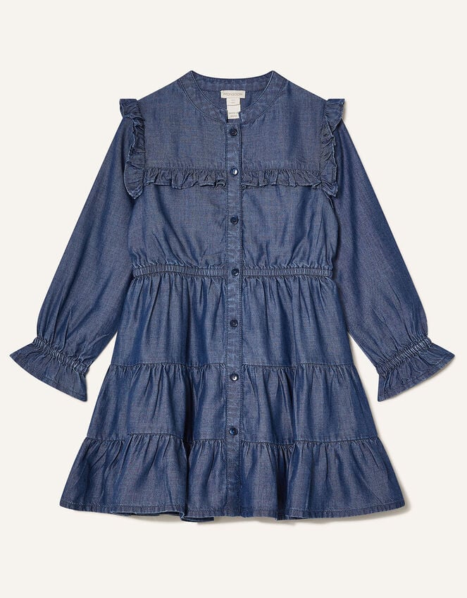 MINI ME Samson Tiered Denim Dress, Blue (BLUE), large