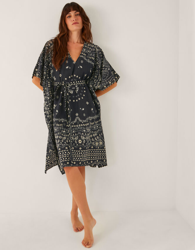 Bodhi Print Mini Kaftan, Black (BLACK), large