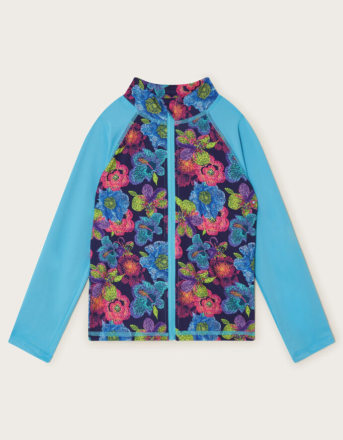 Sketchy Floral Swim Top Blue Girls' Beach & Swimwear Monsoon UK.