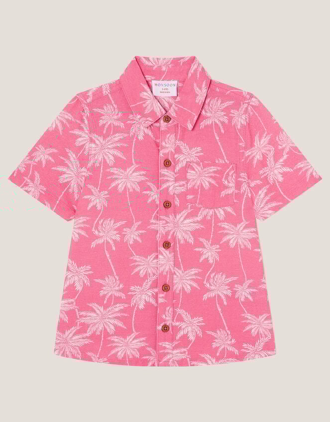 Palm Print Short Sleeve Shirt, Pink (PINK), large