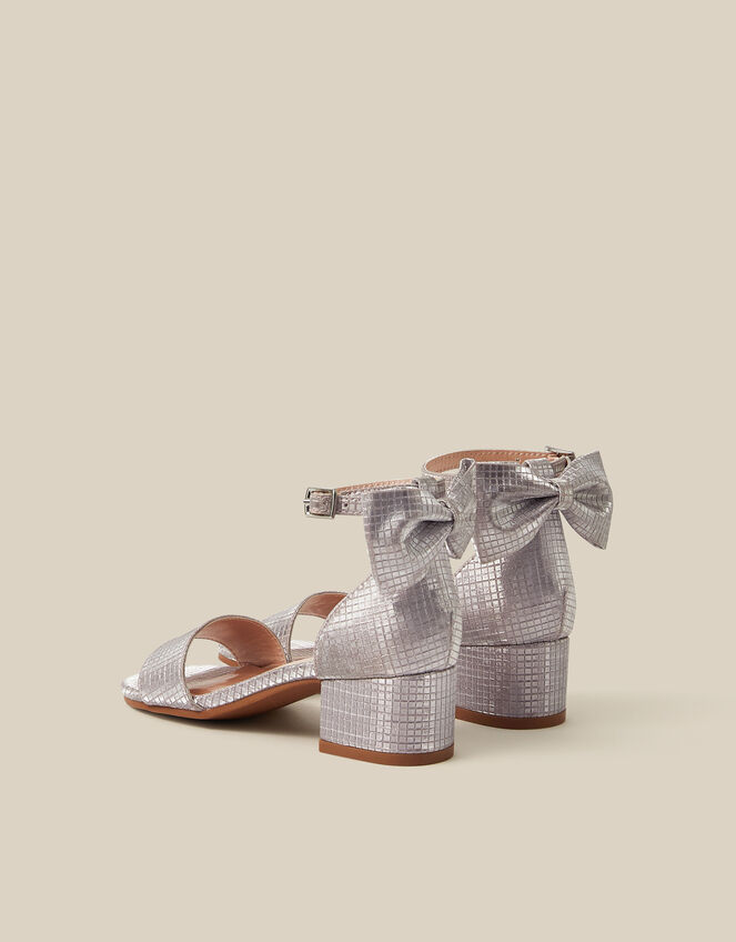 Open-Toe Bow Metallic Block Heels, Pink (PINK), large